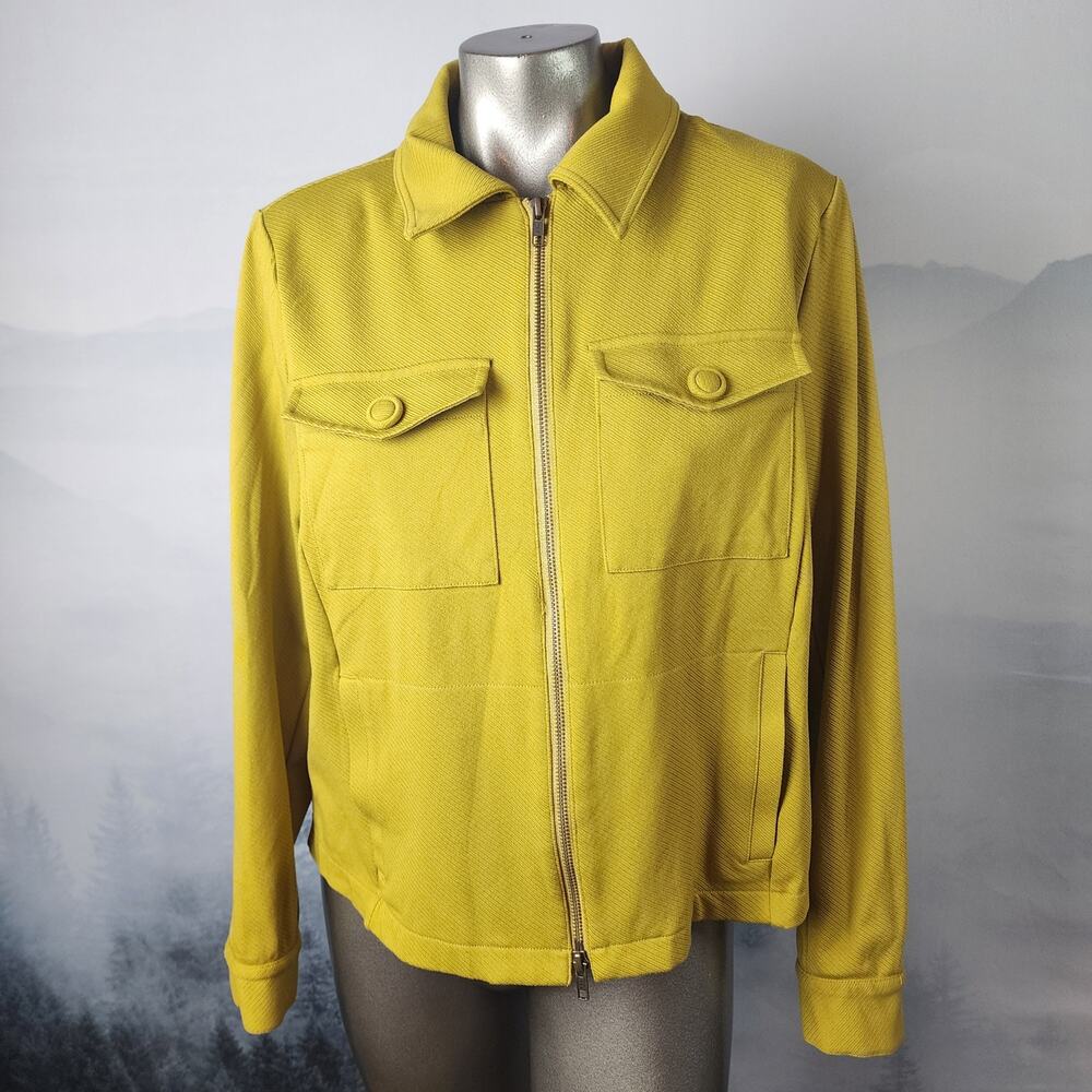 CAbi Yellow "Moss" Touring Moto Full-Zip Collared Jacket (#4117) | Women's Large